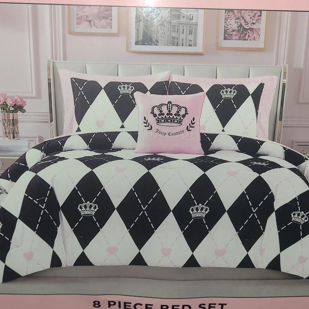 Juicy Couture Black and White 8-Piece Bed Set - King